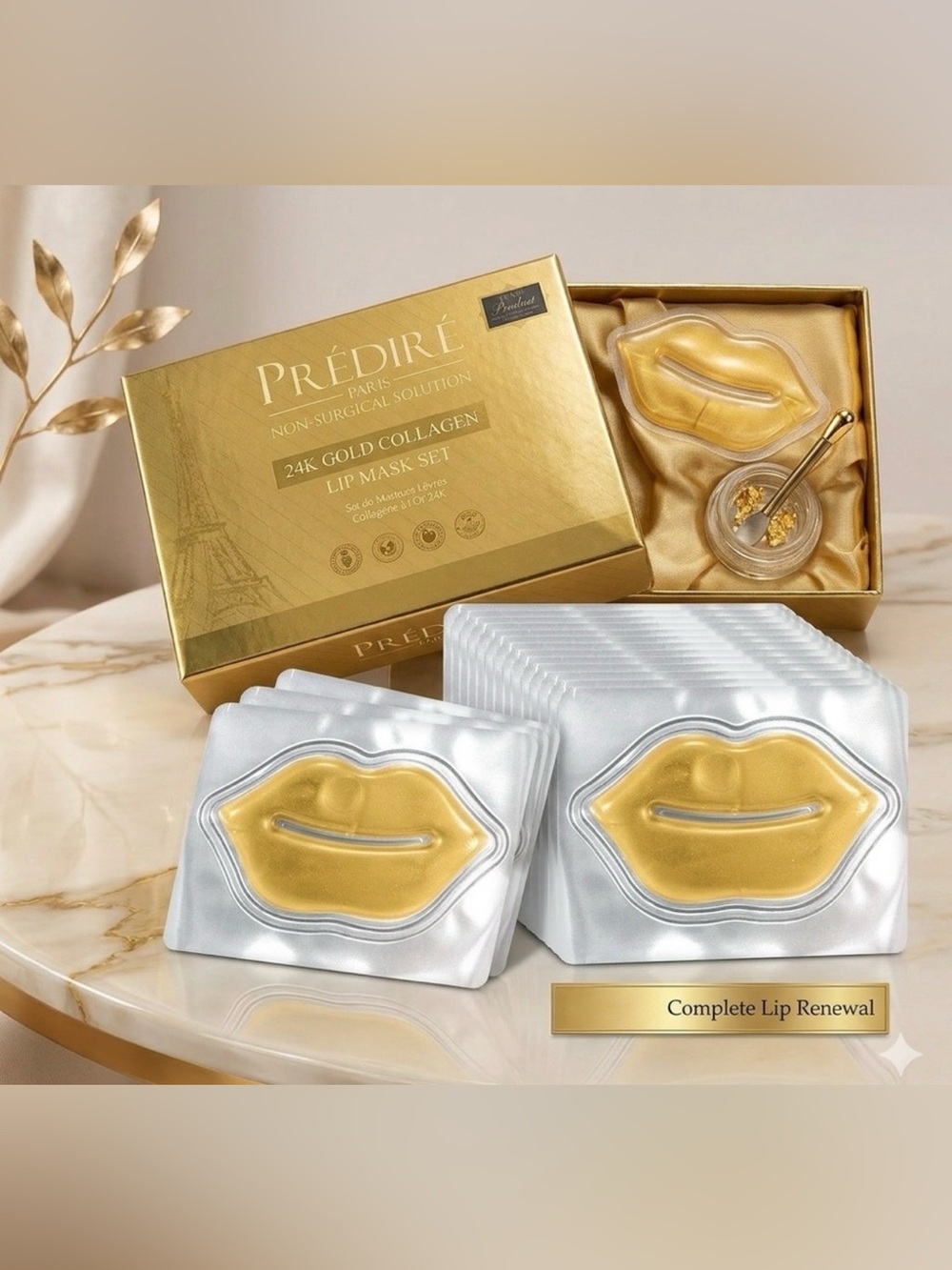 Predire 24k Gold Collagen Boosting 10 Piece Lip Mask Set ~ retail $399